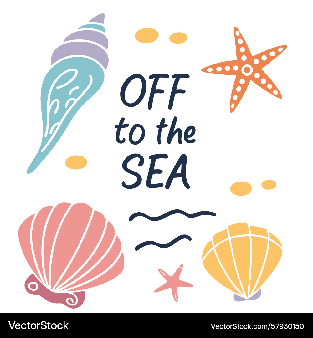 Off to the sea with shells Vector Image