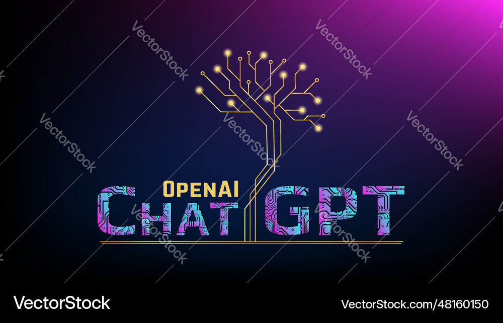 Openai company gradient chatgpt text from pcb Vector Image