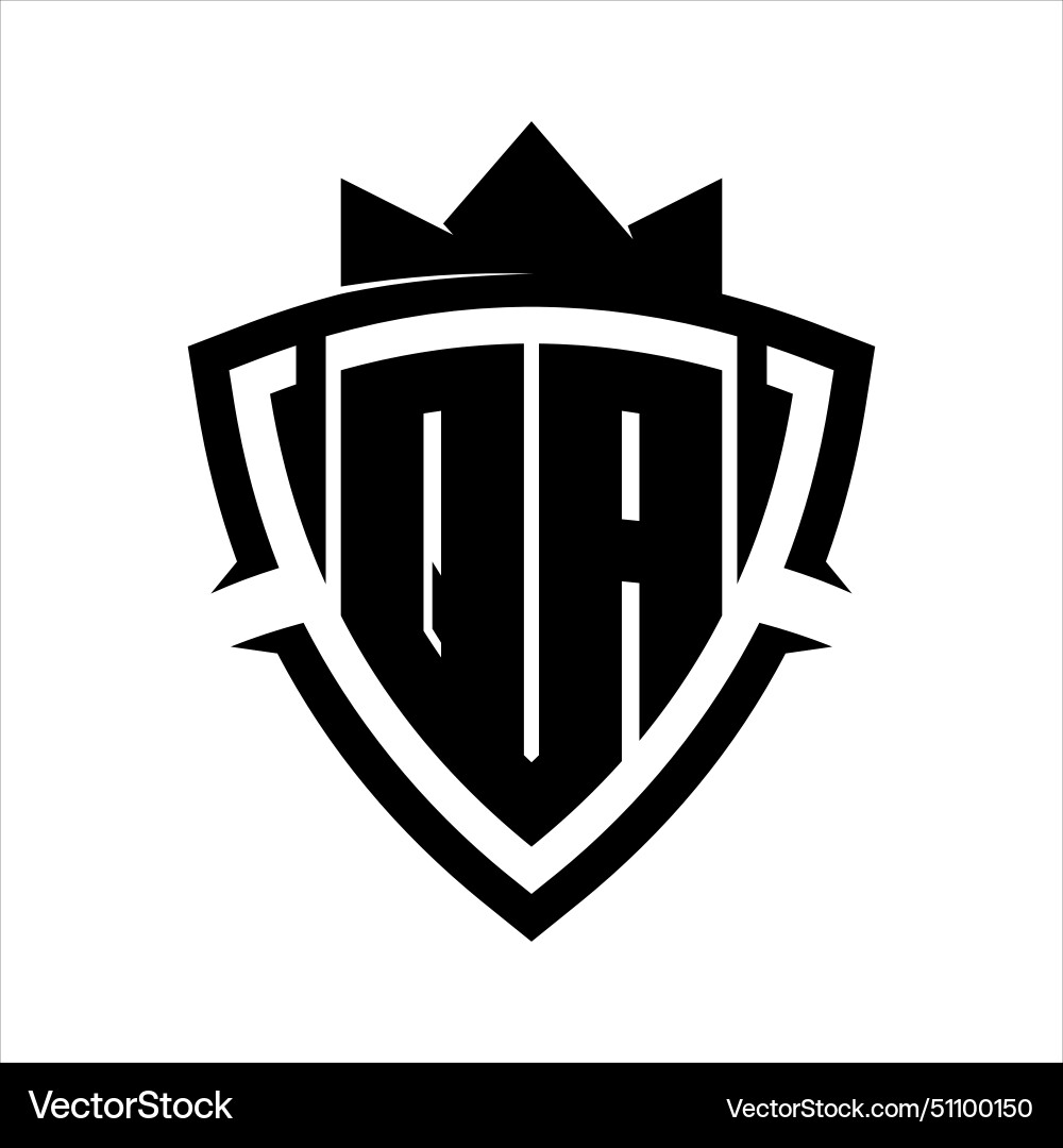 Qa letter bold monogram triangle curve shield Vector Image