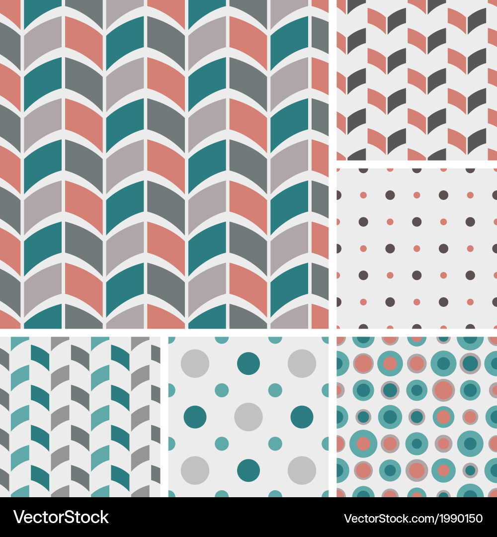 Retro Geometric Patterns - Dots & Tiles Vector Image