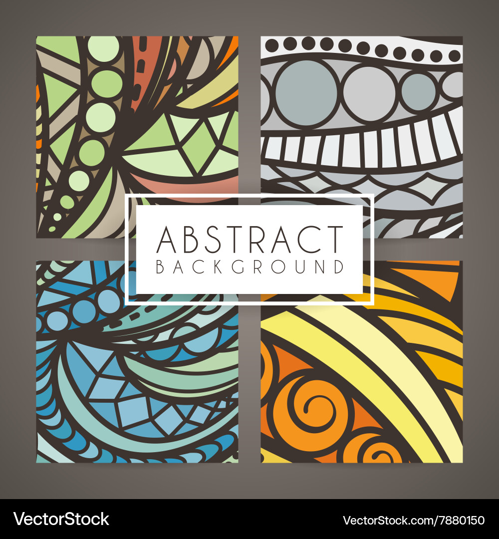 Set of four colorful intricate patterns Vector Image