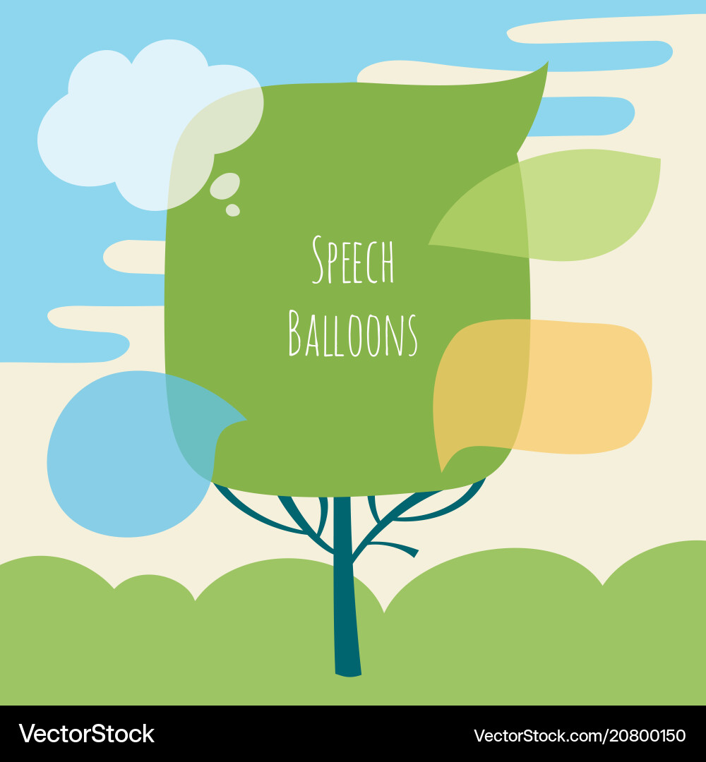 Set of speech bubble with tree vector image