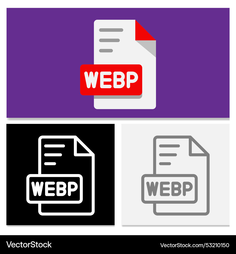 Set webp document file format flat icon type Set webp document file format flat icon type vector image