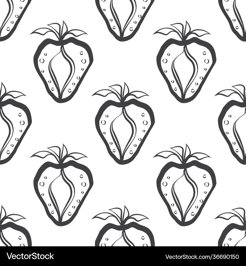 Strawberry linocut seamless pattern Strawberry linocut seamless pattern Vector Image