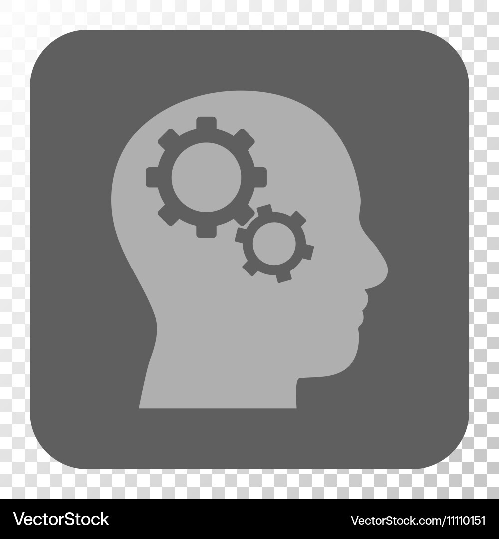 Brain gears rounded square button vector image