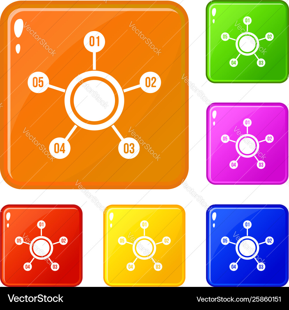 Circle chart with numbers icons set color Circle chart with numbers icons set color vector image