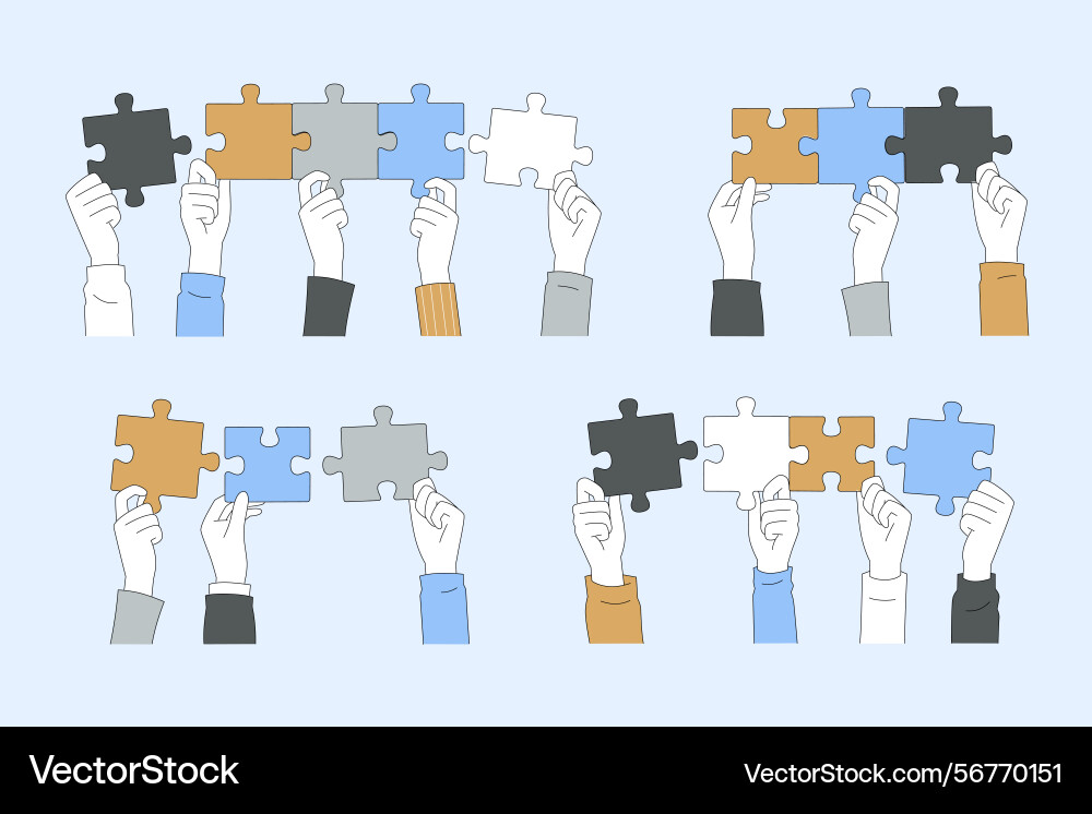 Concept art for collaborative puzzle solving Concept art for collaborative puzzle solving vector image