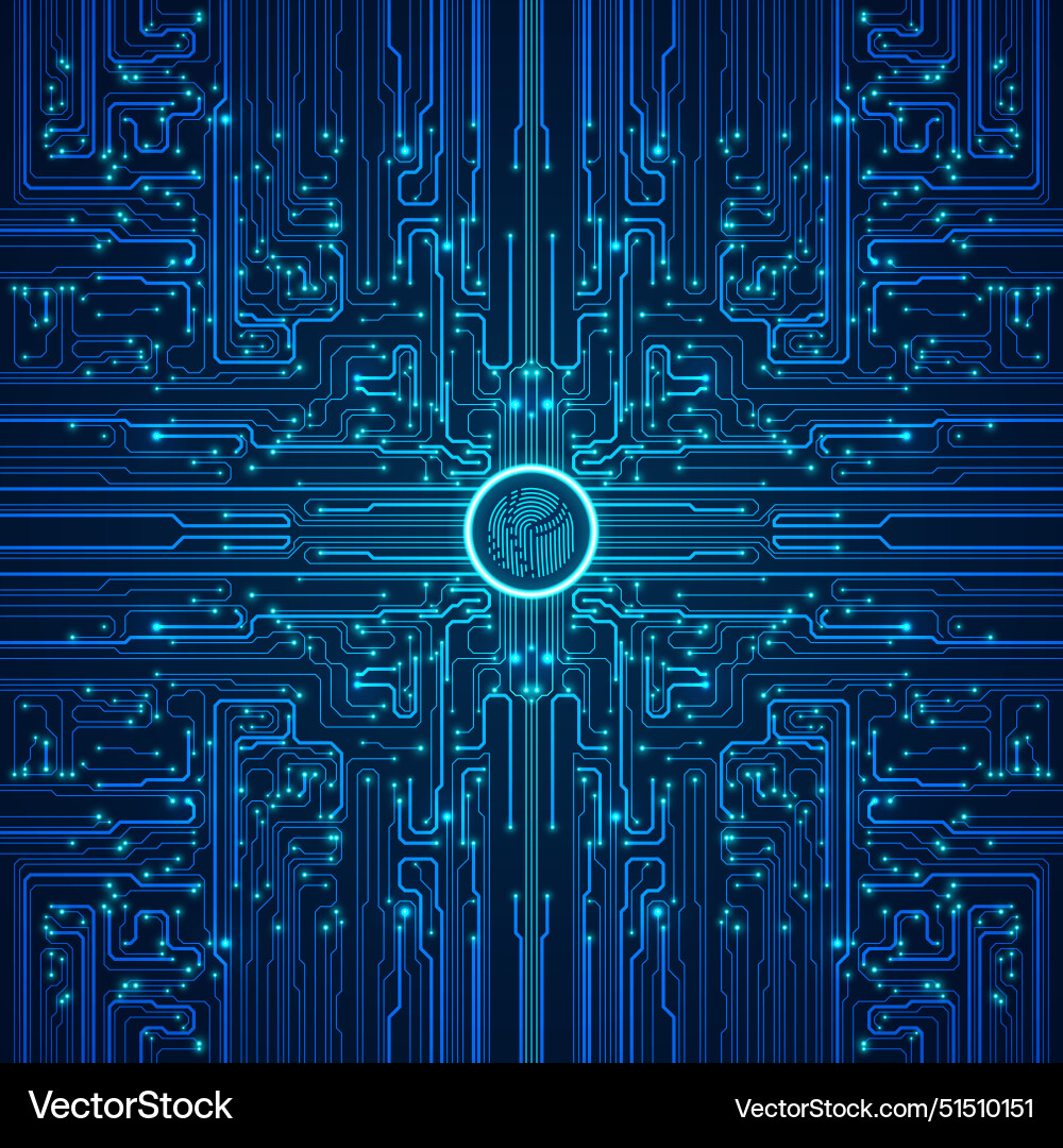 Cyber security by dint of fingerprint scanning Vector Image