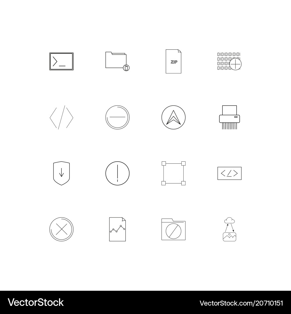 Files and folders sign simple linear icons set vector image