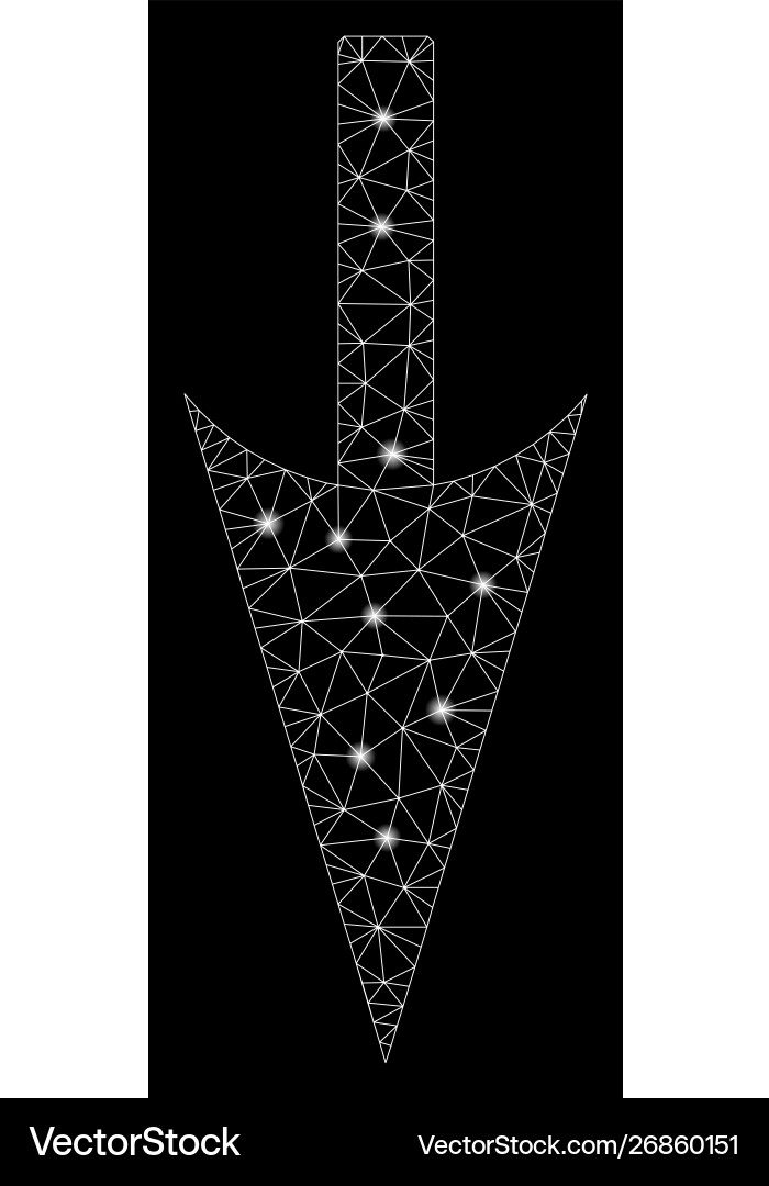 Flare mesh network sharp down arrow with Flare mesh network sharp down arrow with Vector Image