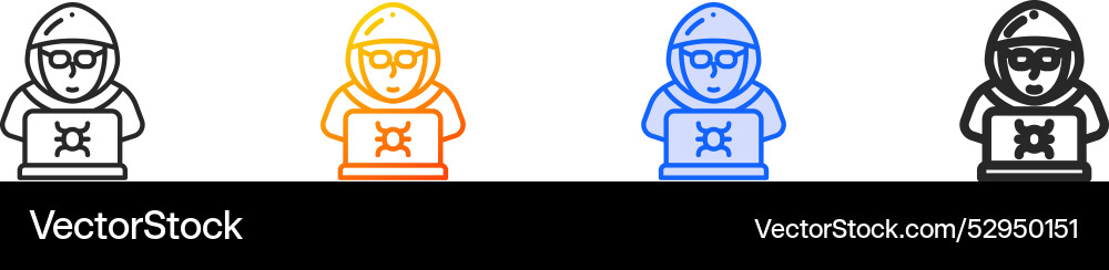 Hacker iconthin linear gradient blue stroke Vector Image