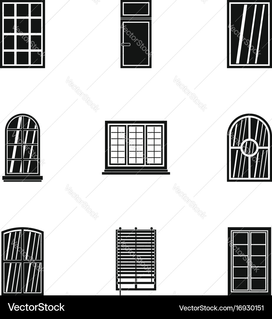 House window icon set simple style Vector Image