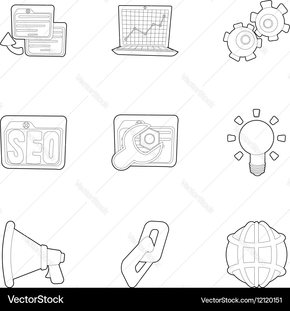 Optimization icons set outline style Vector Image