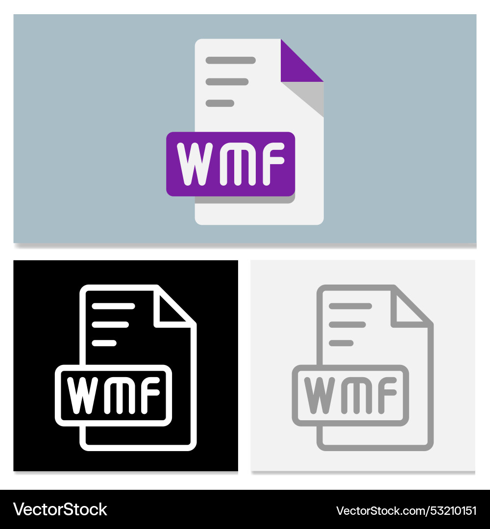 Set wmf document file format type flat icon Set wmf document file format type flat icon vector image