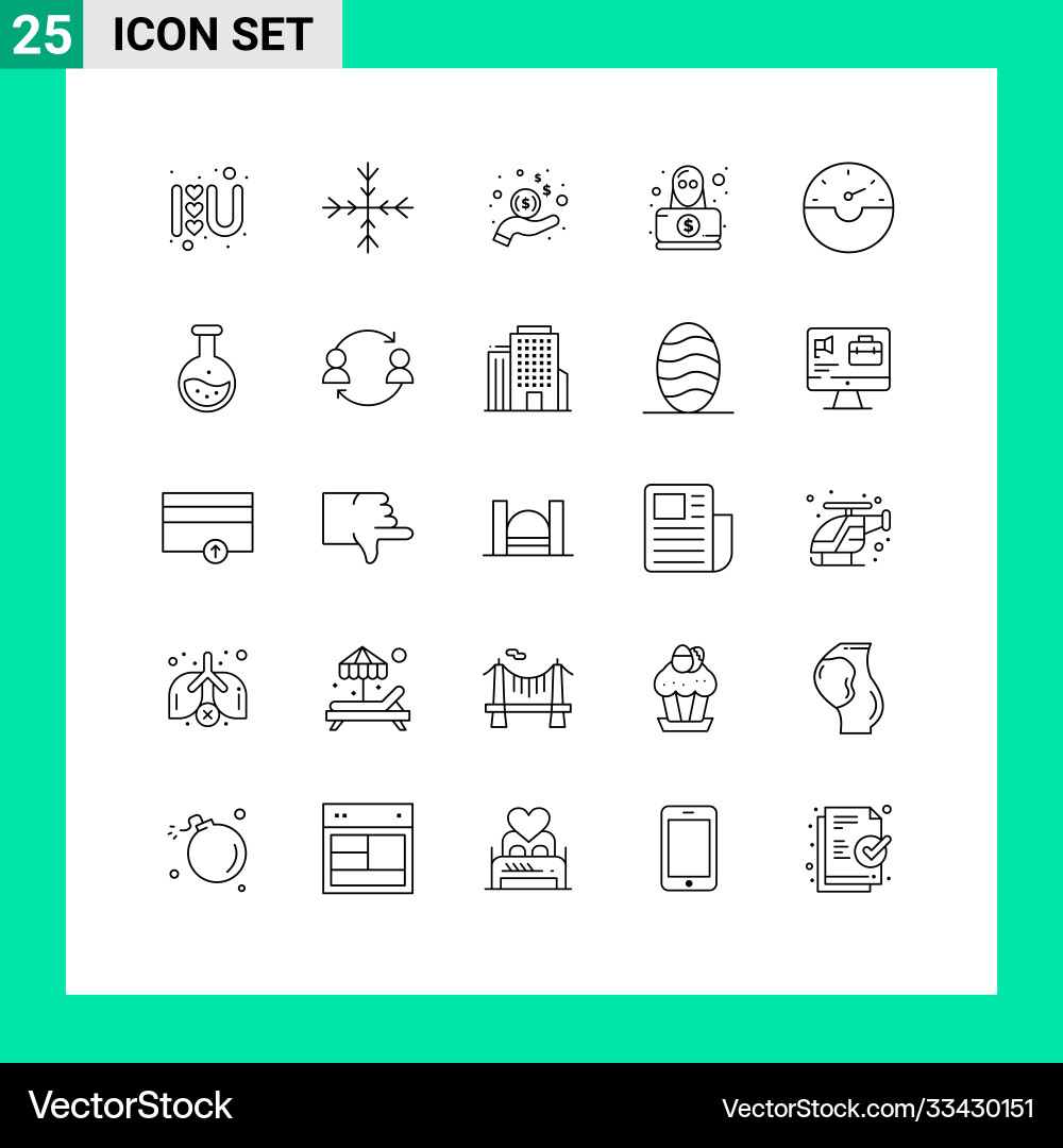 User interface pack 25 basic lines speed Vector Image