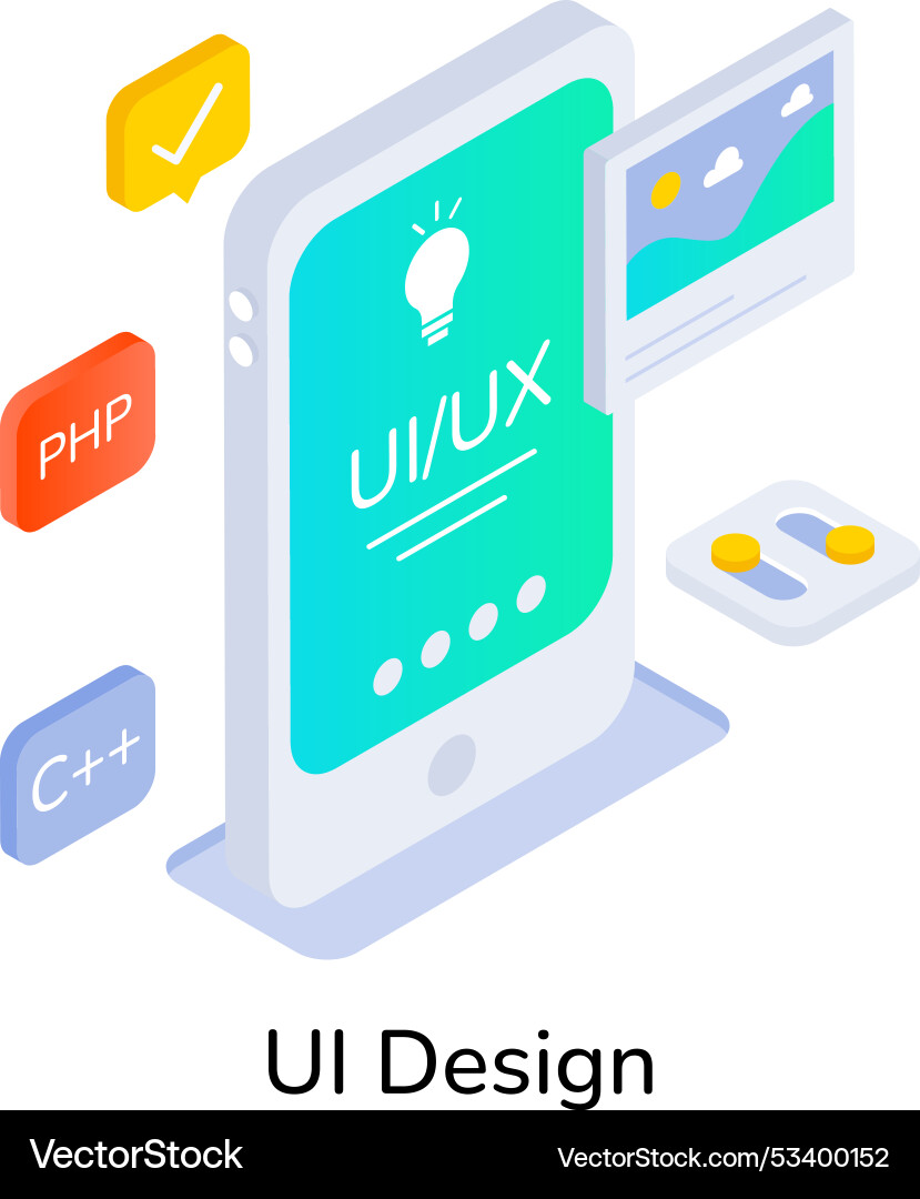 Basic rgban isometric style icon of app ui design Vector Image