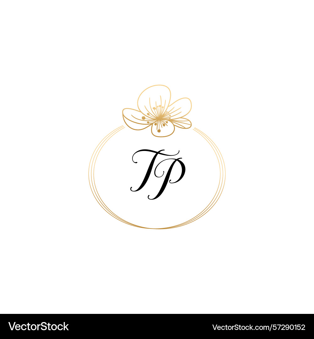 Botanical monogram logos with initial tp Vector Image