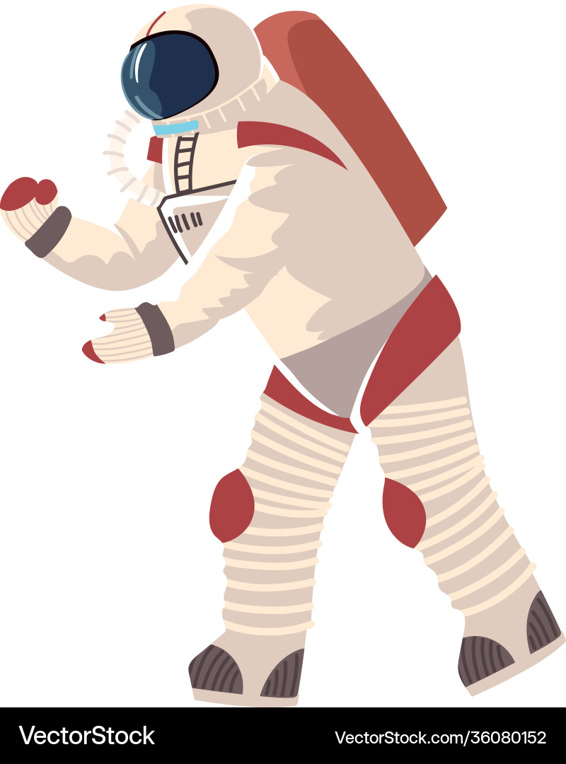 Cosmonaut character in spacesuit and helmet vector image