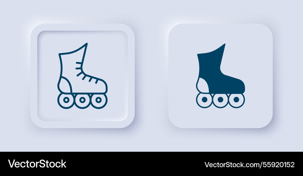 Gefülltes und umrissenes Rollschuh-Symbol isoliert Vektorbild
