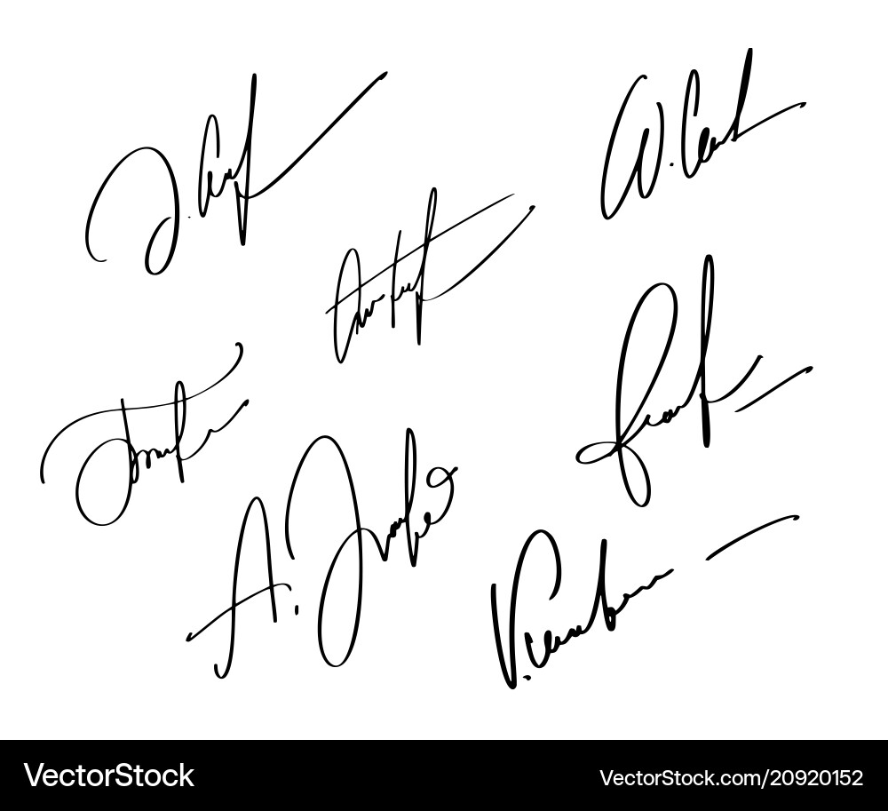 Manual signature for documents on white background vector image