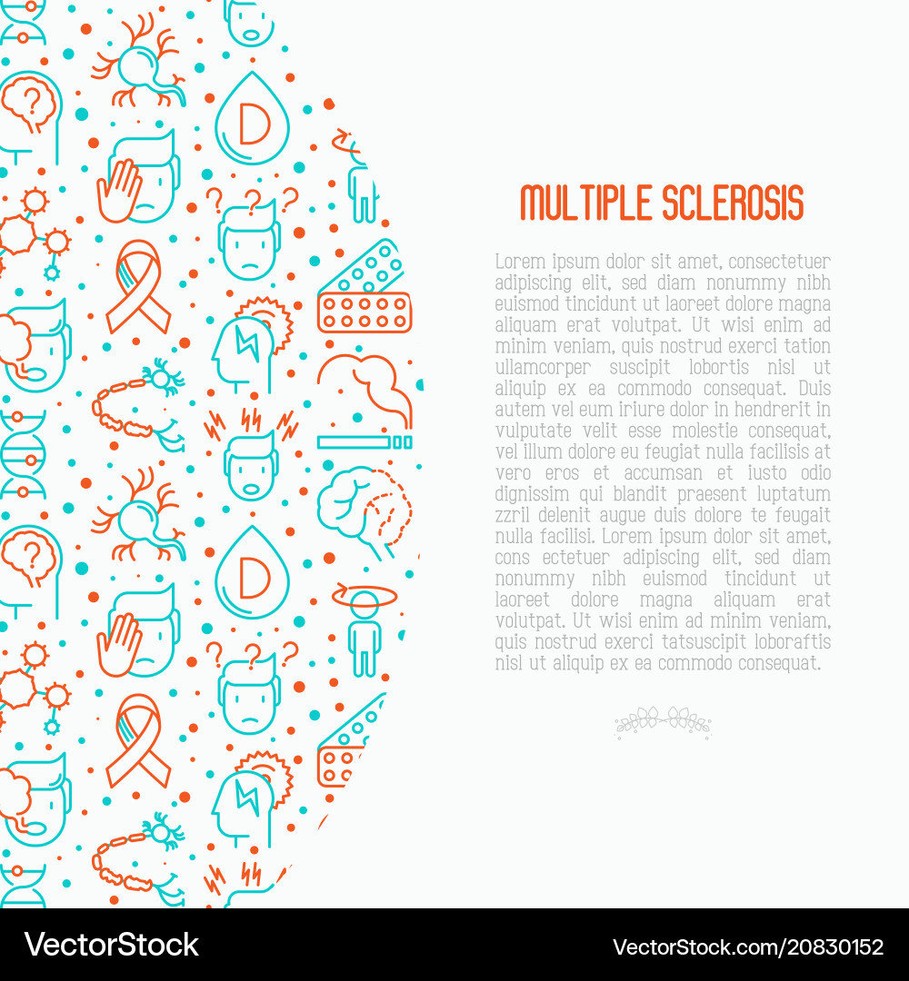 Multiple sclerosis concept with thin line icons Multiple sclerosis concept with thin line icons vector image