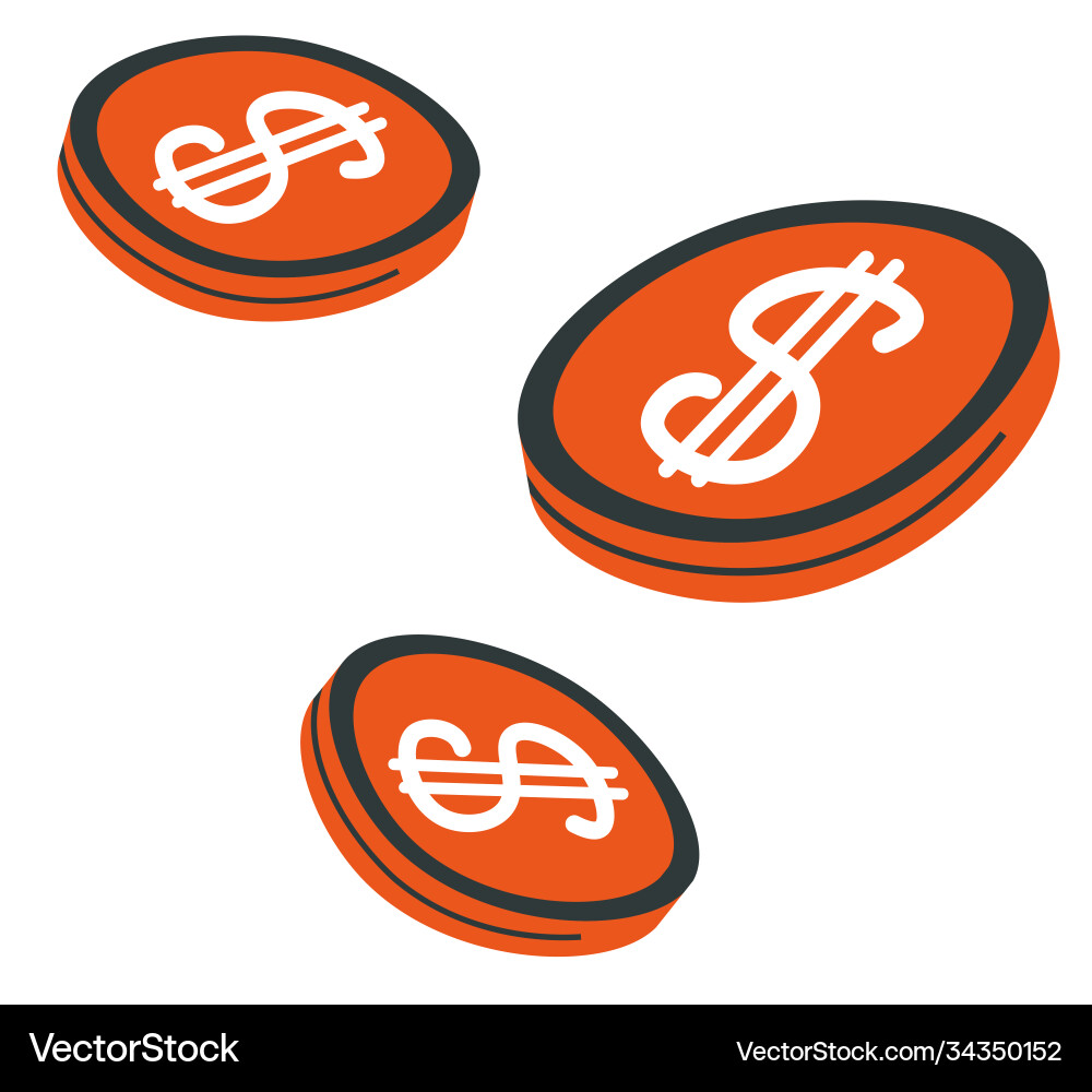 Pile dollar coins financial asset paying money vector image