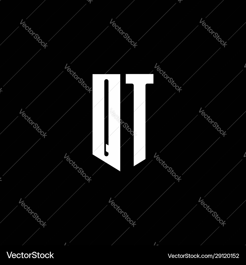 Qt logo monogram with emblem style isolated Qt logo monogram with emblem style isolated Vector Image