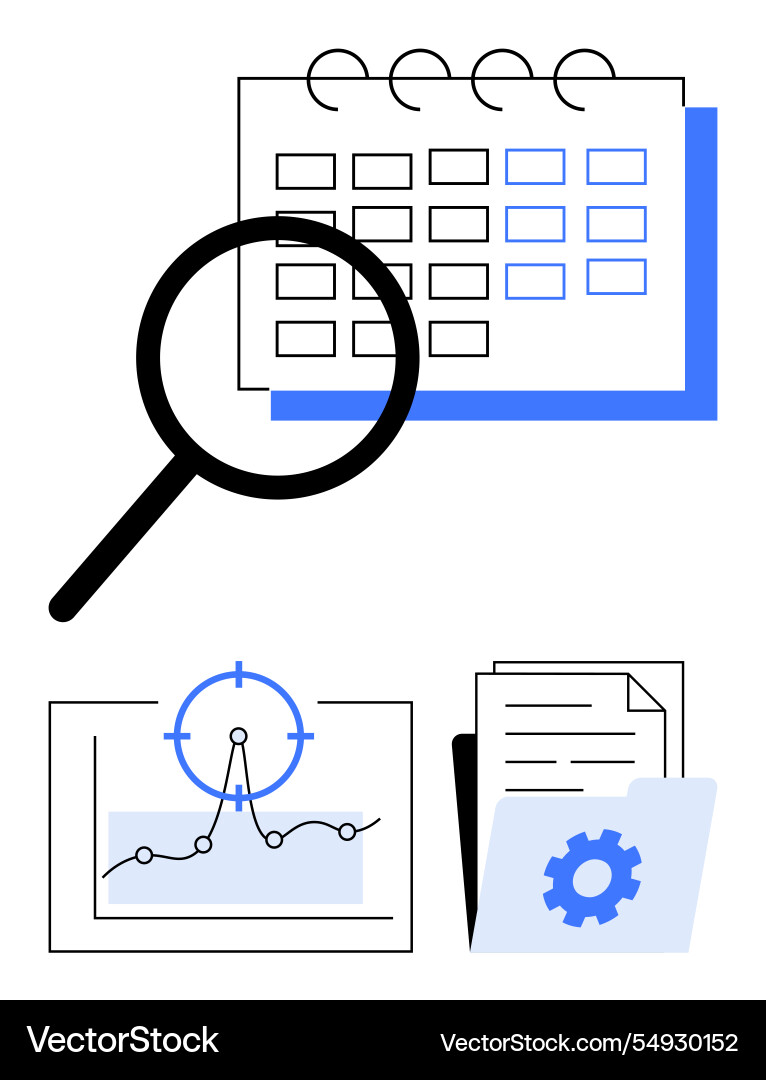 Scheduling data analysis and document management Scheduling data analysis and document management vector image