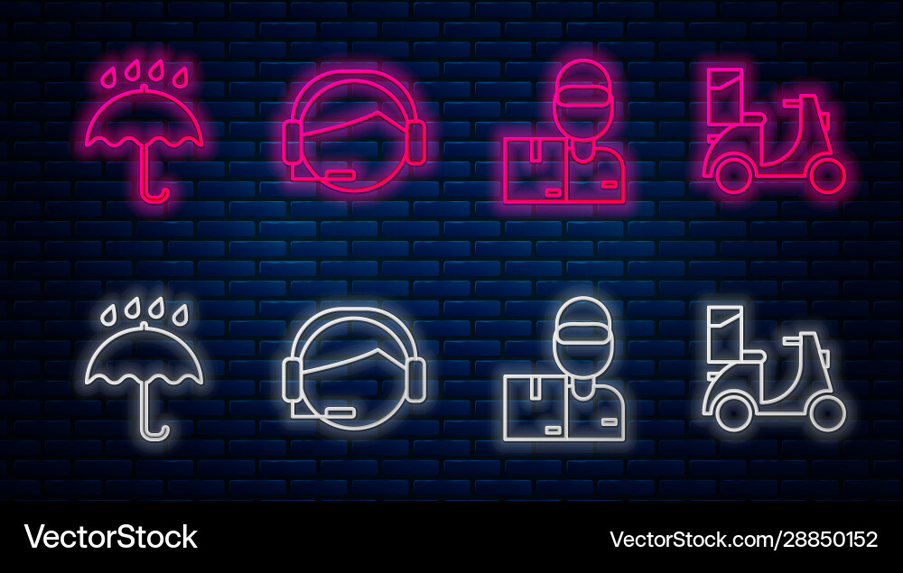 Set line support operator in touch delivery man Vector Image