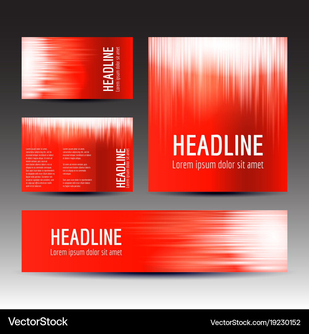 Set of red gradient background templates vector image