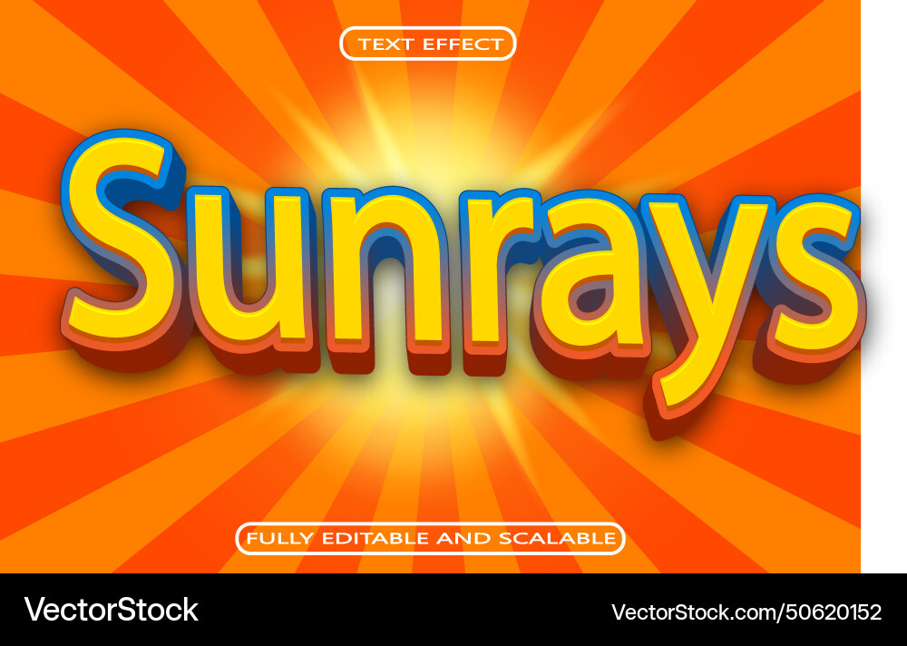Sun rays editable text effect 3 dimension emboss Sun rays editable text effect 3 dimension emboss Vector Image