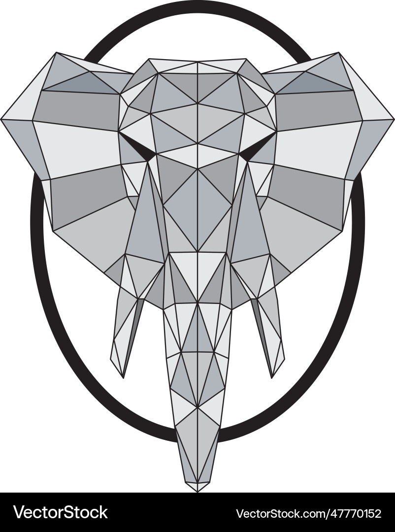 Triangle line of elephant with circle Triangle line of elephant with circle vector image