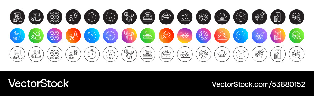 Web mail teamwork and seo analysis line icons vector image