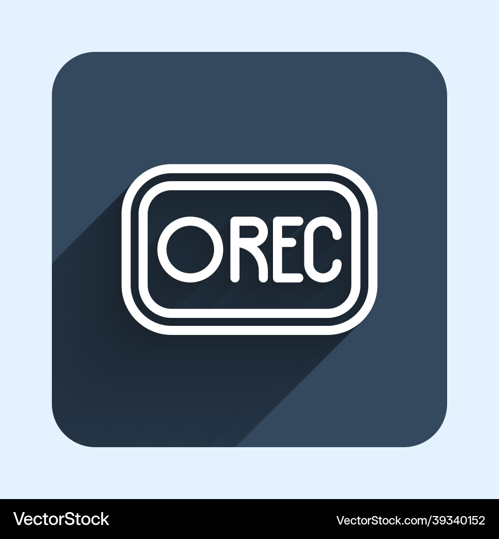White line record button icon isolated with long Vector Image