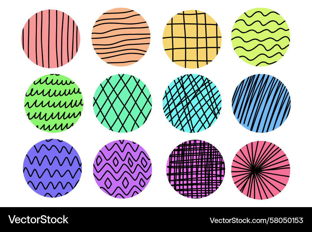 Abstract Round Patterns - Doodle Set Vector Image