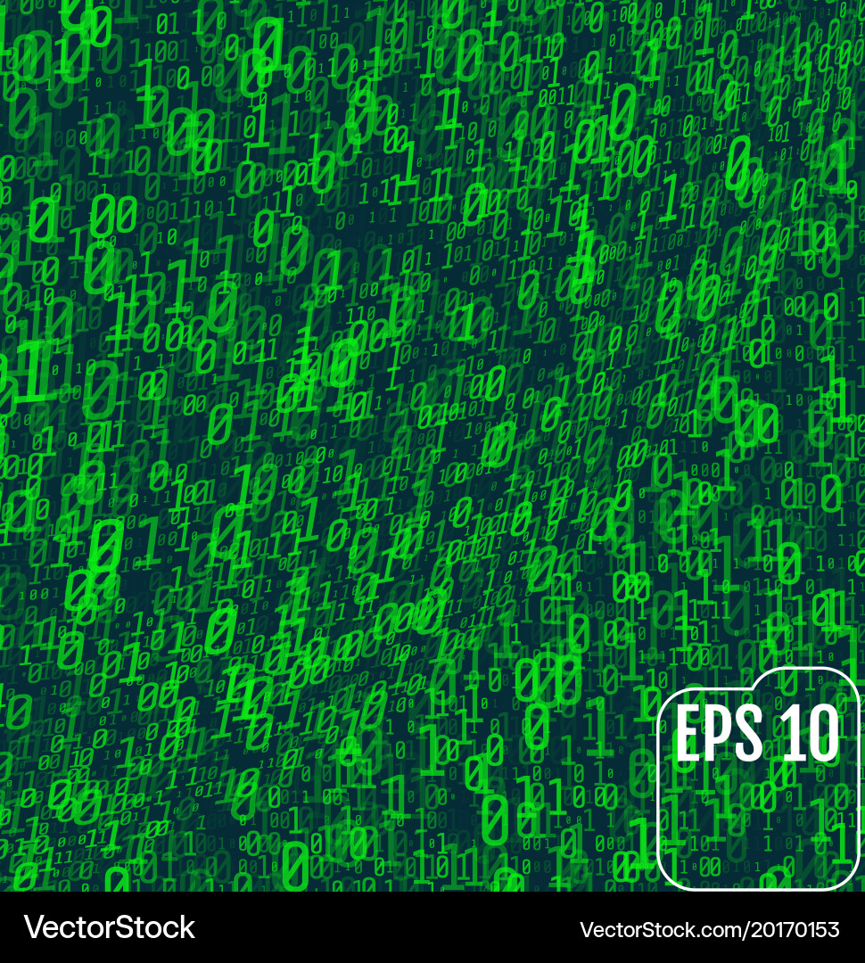 Binary code on green background vector image