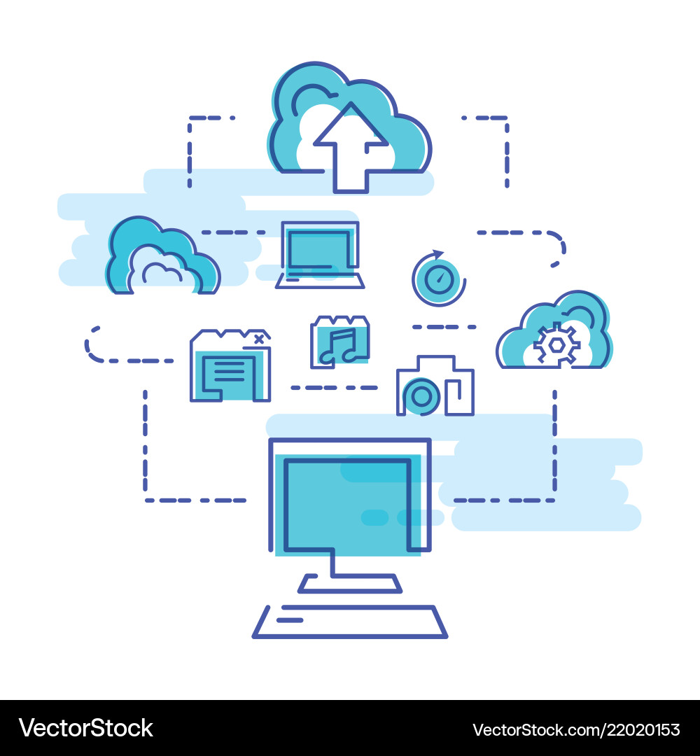 Cloud computing network with desktop vector image