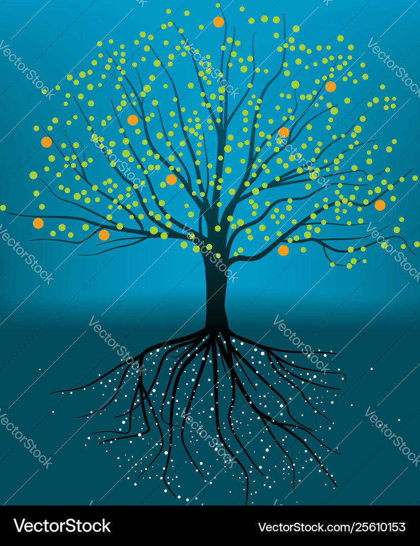 Complete tree with roots branchs and leafs vector image