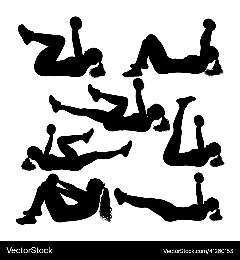 Dumbbell for abs workout silhouettes Dumbbell for abs workout silhouettes vector image