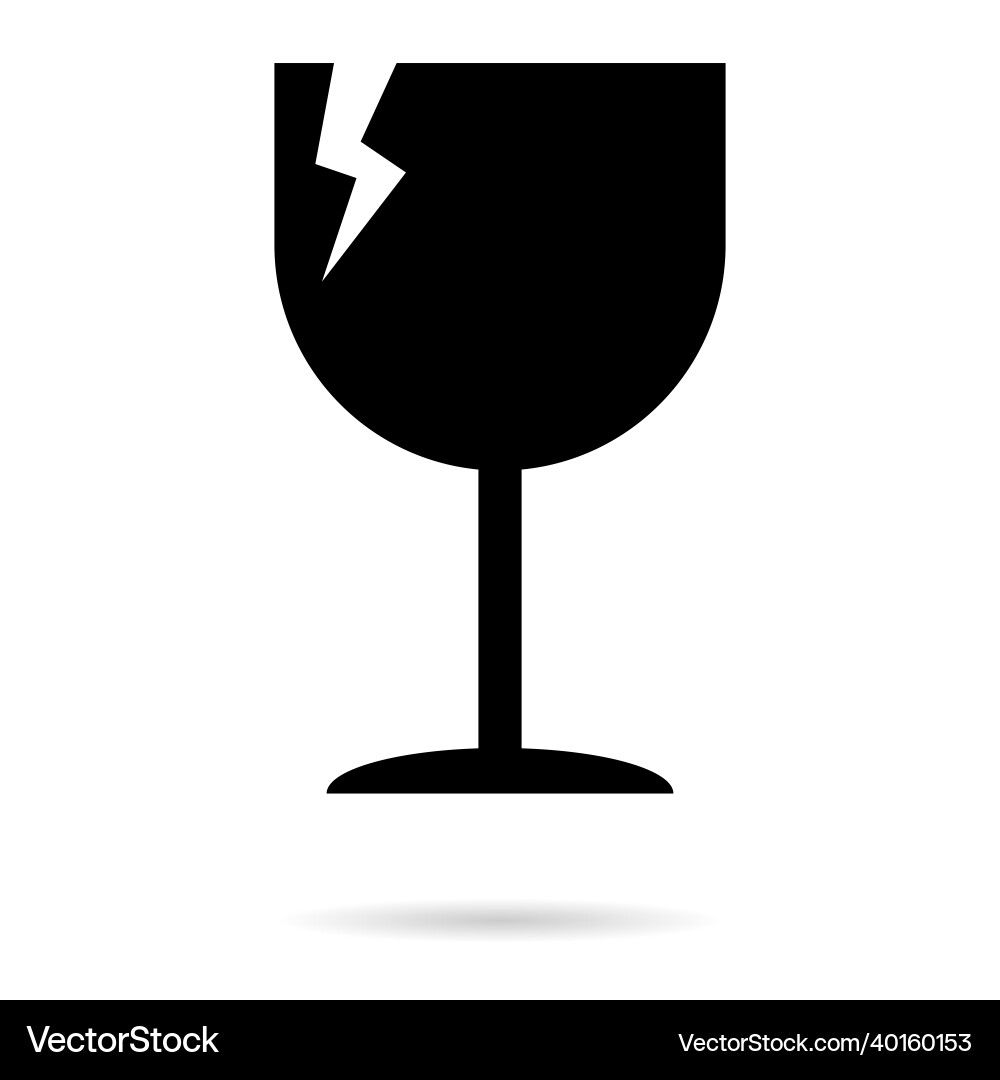 Fragile flat icon with crack and shadow isolated vector image