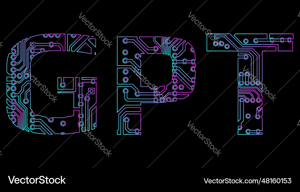 Gpt text outline from pcb tracks isolated Vector Image