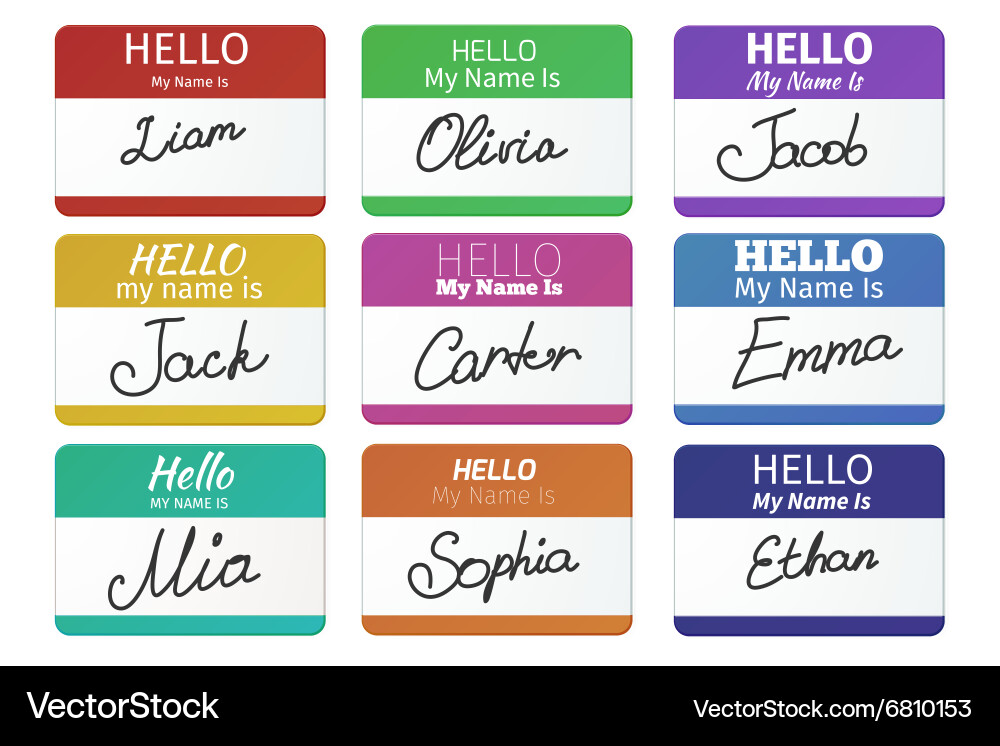 Hello Name Tags - Set of Labels vector image