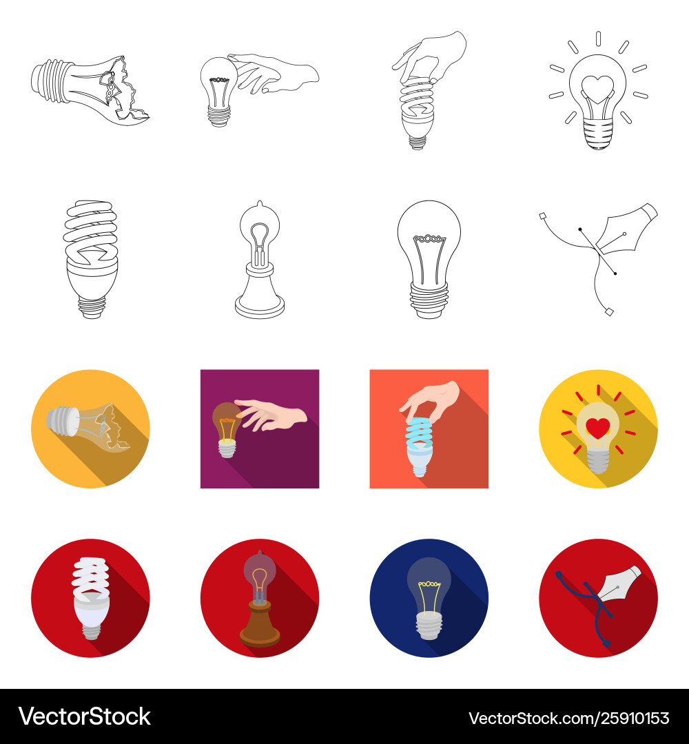 Isolated object lightbulb and ecolam sign set vector image