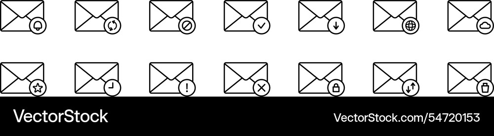 Mail line icon set envelope status Vector Image