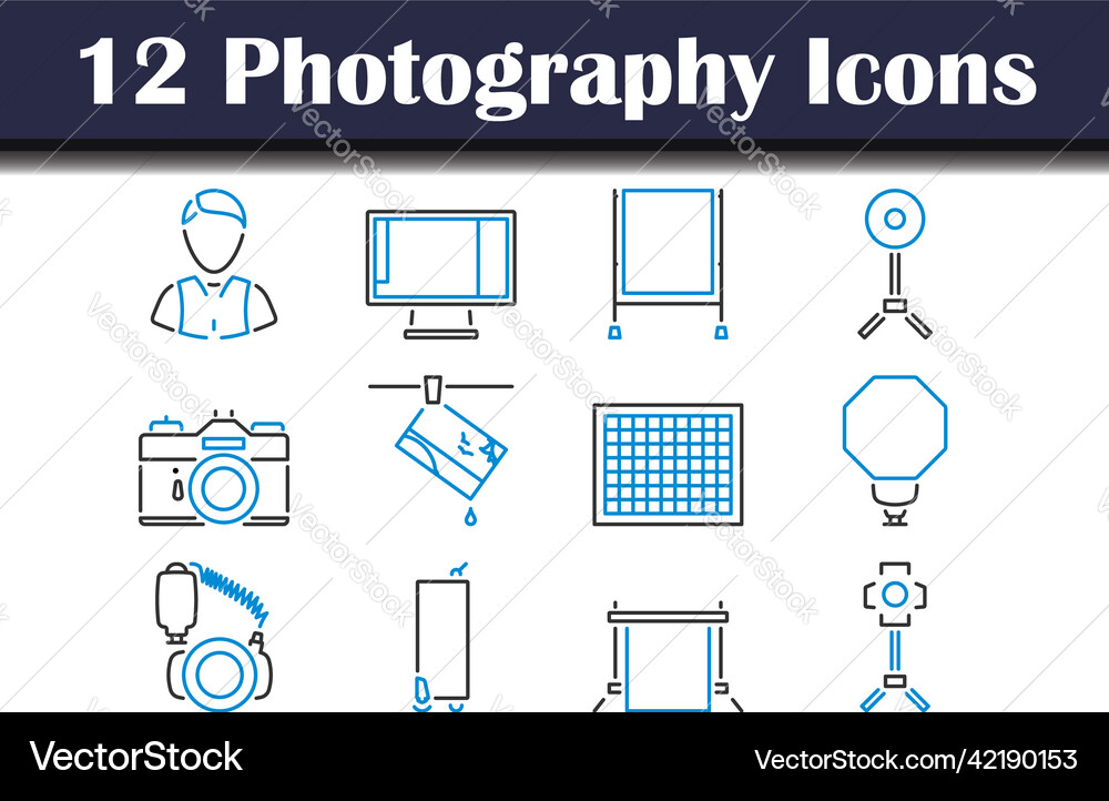 Photography icon set vector image