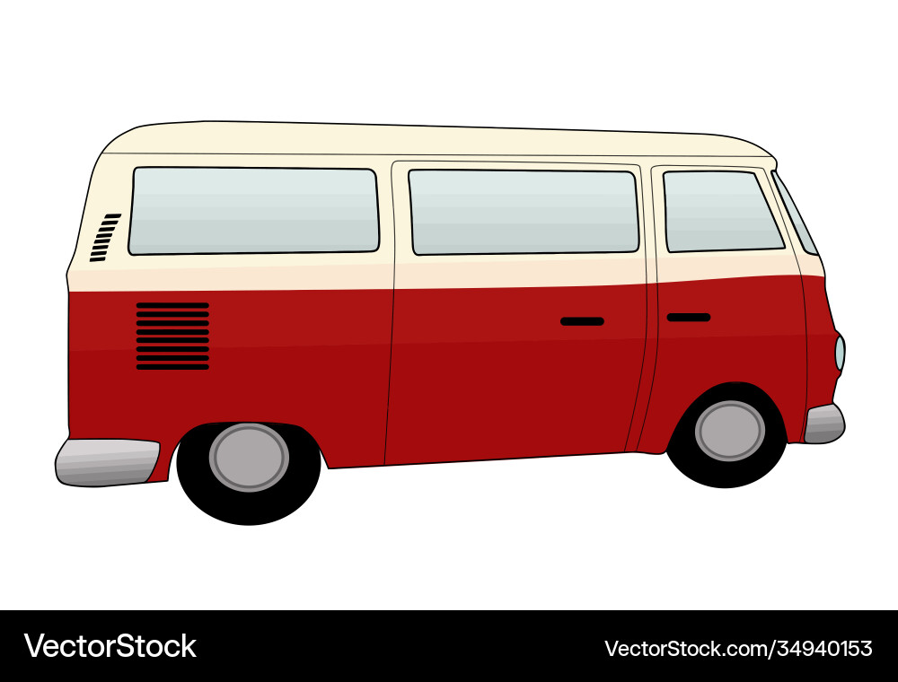 Retro camper van on white background Retro camper van on white background vector image
