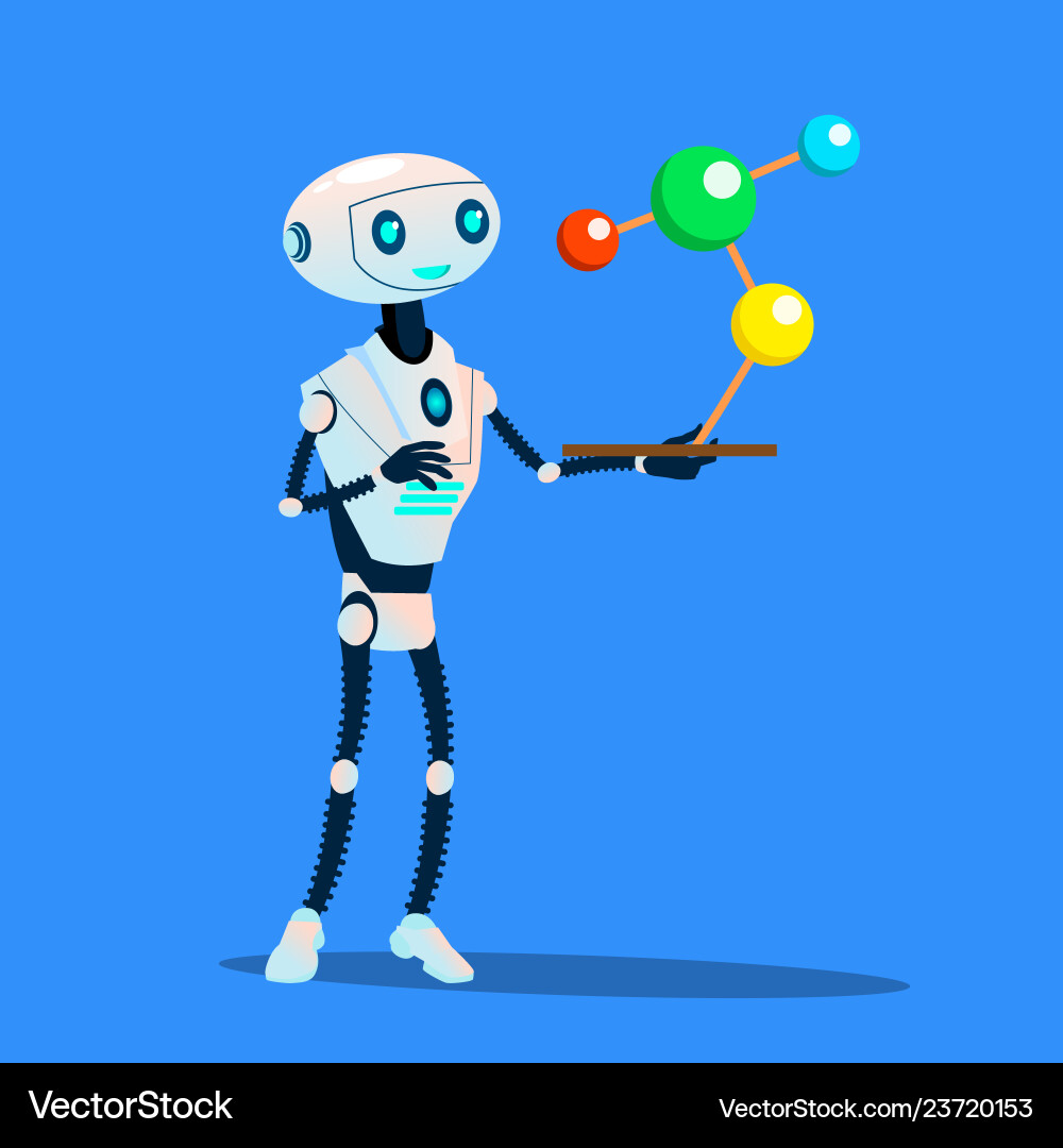 Robots study large molecule isolated Robots study large molecule isolated vector image