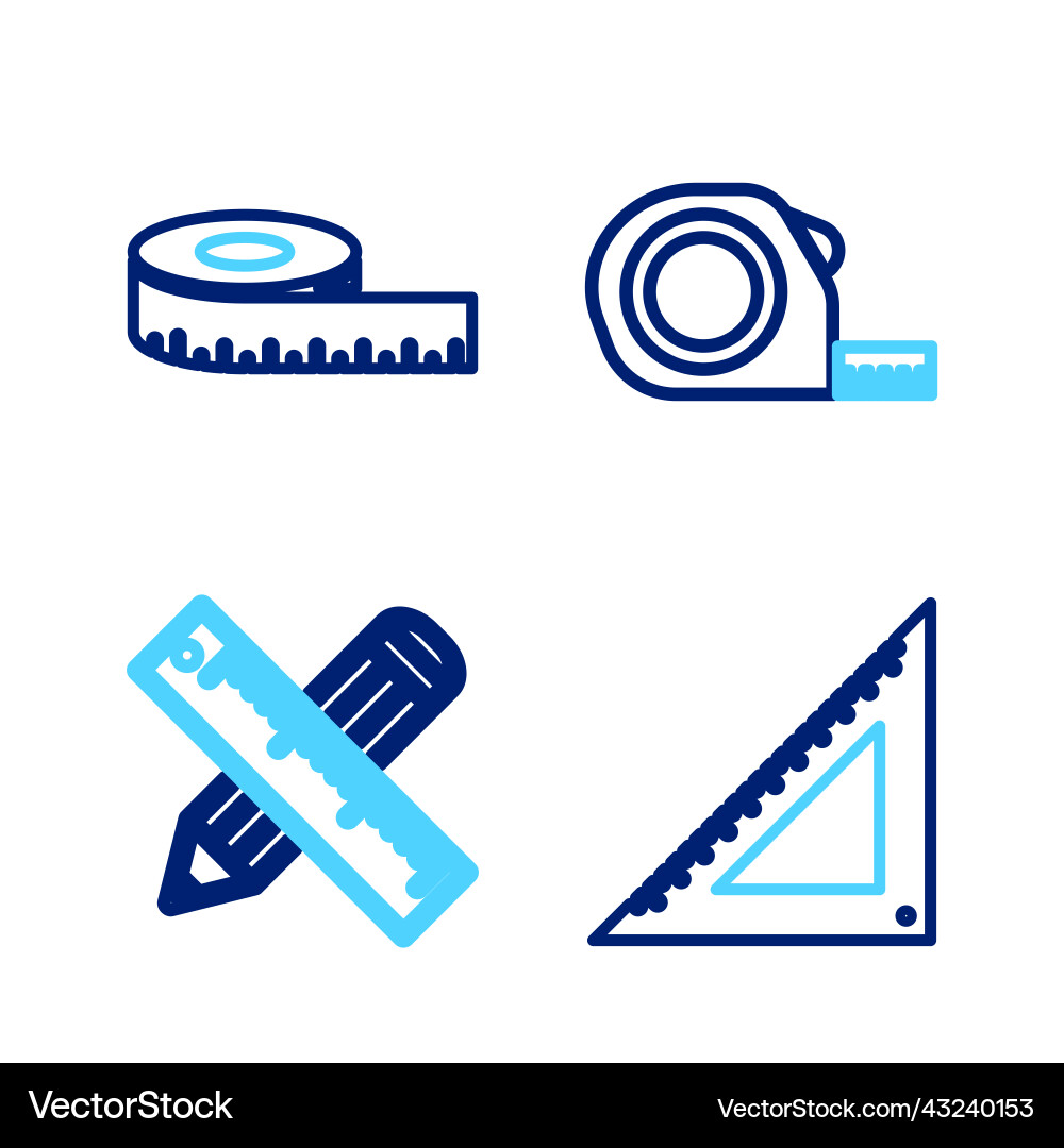 Set line triangular ruler crossed and pencil Set line triangular ruler crossed and pencil vector image