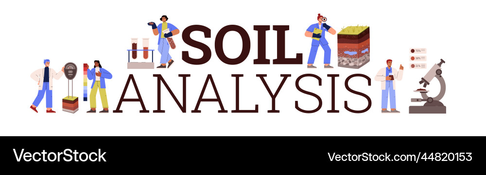 Soil analysis typographic header scientists Soil analysis typographic header scientists vector image