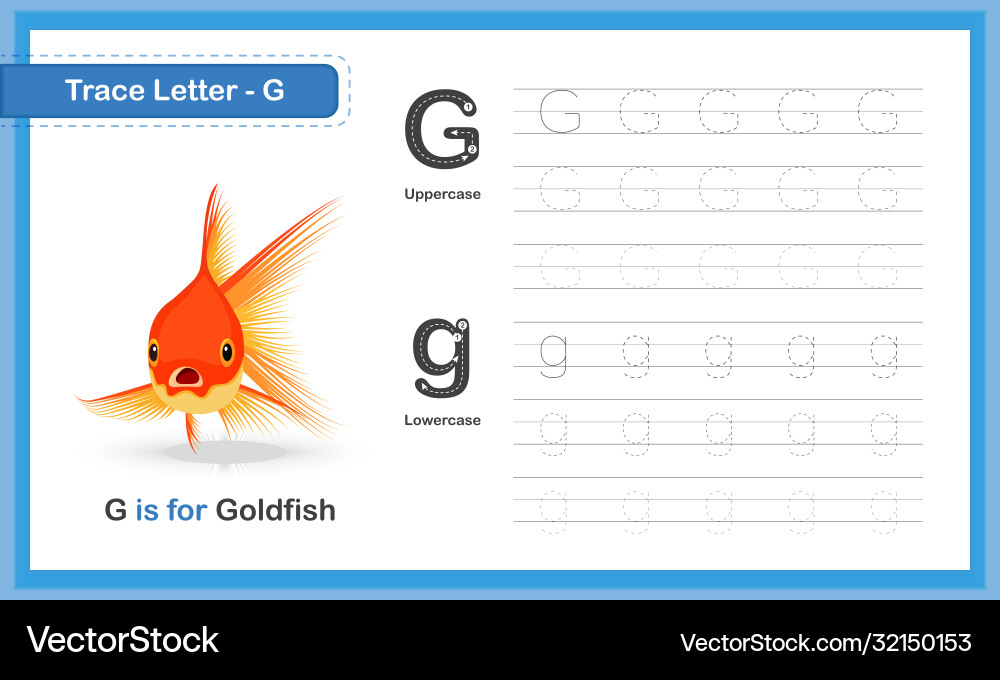 Trace Brief-g Handschrift Praxisbuch a-z Trace Brief-g Handschrift Praxisbuch a-z Vektorbild